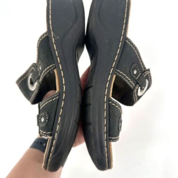 Clarks Womens Leather Bendables Lexi Willow Slip-On Flats Sandals Black Size 9.5 - Picture 3 of 9